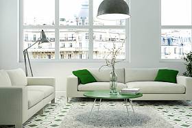 现代白色 skandinavian 室内设计客厅3d 插图