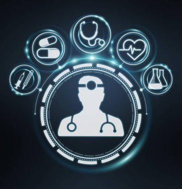 在白色背景 3d 渲染醫(yī)療保健現(xiàn)代界面