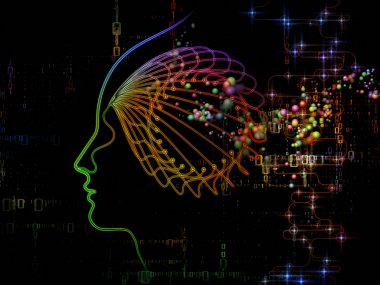 数字的情怀系列。抽象的剪影的人脸和技术符号适用于计算机科学、 人工智能和通信项目安排 数字的情怀系列。抽象的剪影的人脸和技术符号适用于计算机科学、 人工智能和通信项目安排