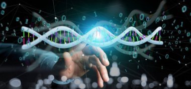 一個商人持有3d 渲染數(shù)據(jù)編碼 Dna 與二進制文件周圍的看法