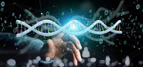 一个商人持有3d 渲染数据编码 Dna 与二进制文件周围的看法