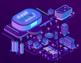 矢量3d 等距紫外同义词与体育场