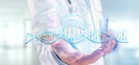 医生持有3d 渲染 Dna 的观点