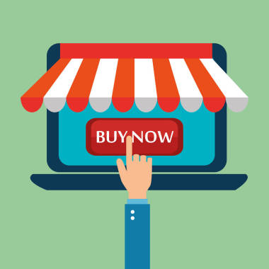 带有电子商务图标的笔记本电脑