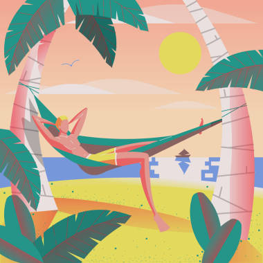 金色男人躺在陽光明媚的海灘上 airbed