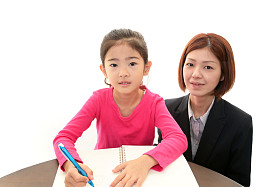 老师与学习的女孩.图片