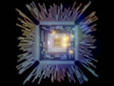 计算机系列。3d. 从计算机科学、数字世界、虚拟现实和现代技术的角度看分形环境下的 Cpu 的插图