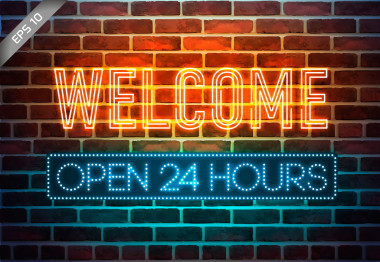 城市霓虹燈招牌圖片