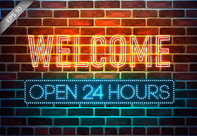 城市霓虹灯招牌图片