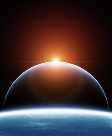 两个星球与冉冉升起的新星照片