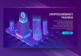 用于交易 cryptocurrency 的矢量3d 等距站点