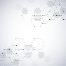 医学背景或科学设计。分子结构和化学成分。几何和多边形抽象背景