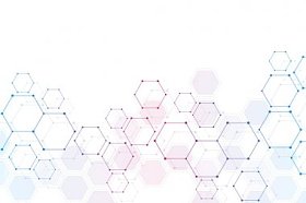 医学背景或科学设计。分子结构和化学成分。几何和多边形抽象背景