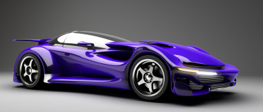 藍色跑車路星 3d 呈現(xiàn)