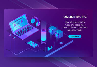 在線音樂矢量等距概念背景