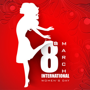 婦女節(jié)快樂一天賀卡或背景與白色 silhoue