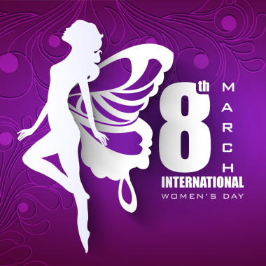 婦女節(jié)快樂一天賀卡或背景與白色 silhoue