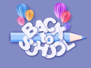 回到學(xué)校橫幅與空氣氣球照片