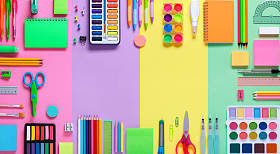 带彩纸背景的学校用