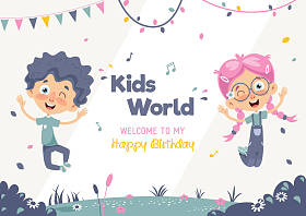 儿童生日模板矢量插图图片