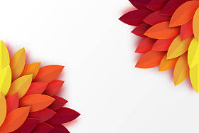 纸秋叶五颜六色的背景。时尚折纸剪纸风格矢量插画