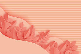 纸秋枫、橡木等树叶和波浪粉彩色底色。时尚折纸剪纸风格矢量插画