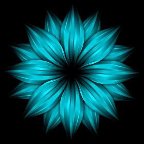 在黑色的抽象天空蓝色花