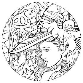 着色页为成人, 巫婆围拢由鬼