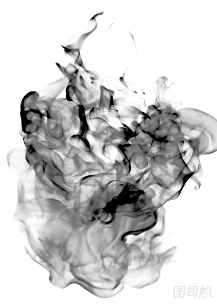 黑色煙霧在白色背景, 抽象圖片