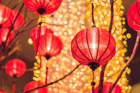 春节期间的中国灯