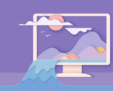 計算機屏幕與風(fēng)景