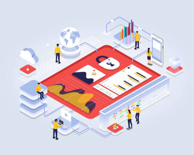 等距設(shè)計概念人交互工作分析統(tǒng)計。數(shù)據(jù)可視化3d 對象。矢量插圖