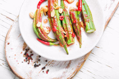 印度辣的食物, 从烤黄秋葵香料。素食