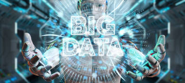 模糊背景下的白色仿人使用大数据数字全息图3d 渲染