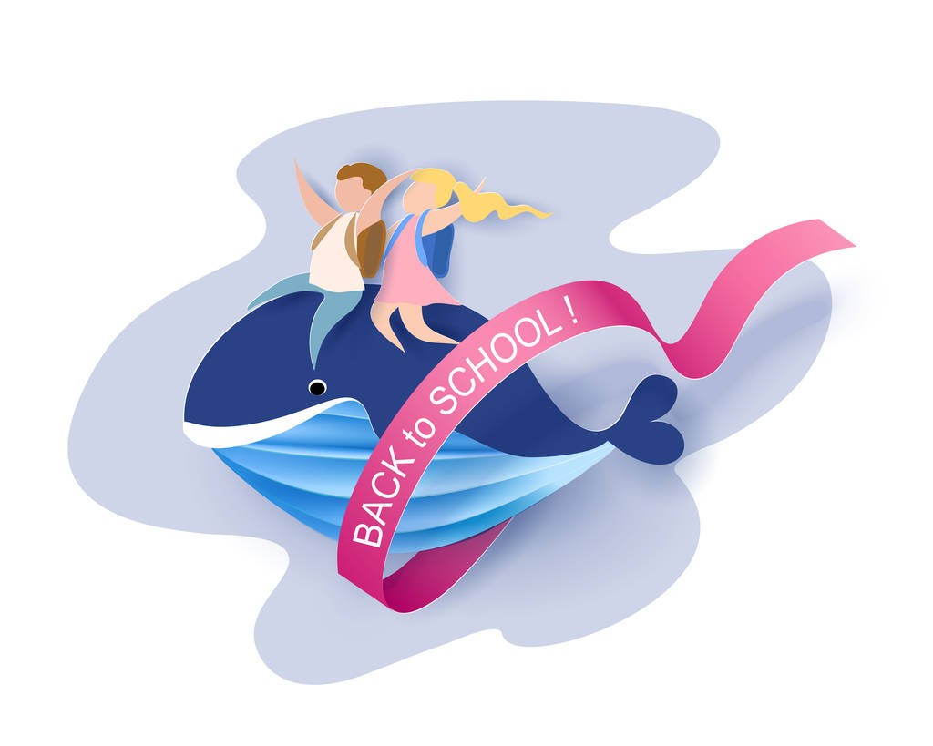 卡片与孩子坐在鲸鱼飞行在天空 卡片与孩子坐在鲸鱼飞行在天空