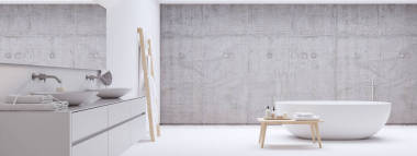 新的现代禅宗浴室与白色的墙壁。3d 渲染