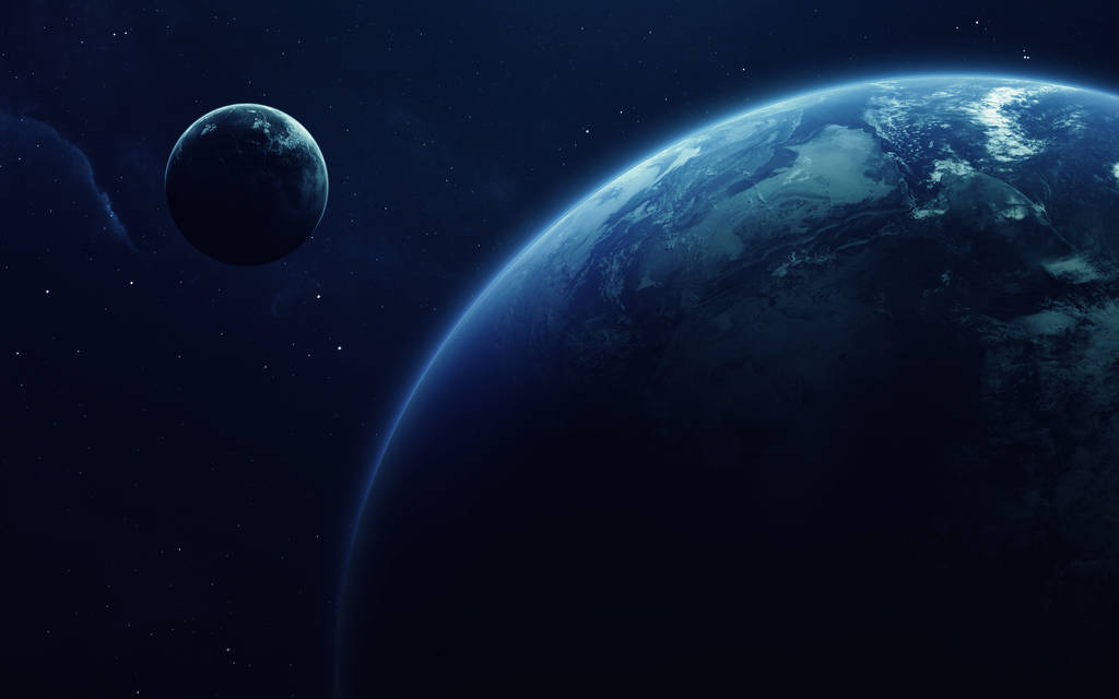 地球和月球。这幅图像由美国国家航空航天局提供的元素 地球和月球。这幅图像由美国国家航空航天局提供的元素