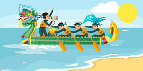 龙舟赛跑水平横幅向量例