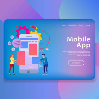 移動應用程序插圖登錄頁模板 Ui