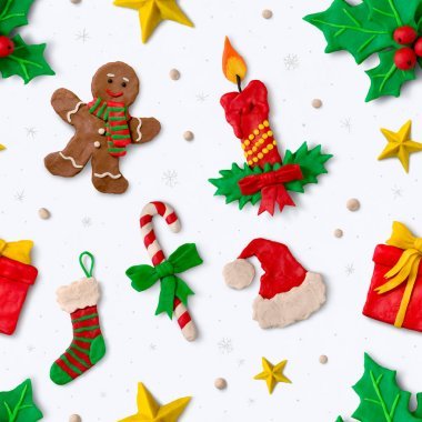 手工制作的橡皮泥無縫圖案圖片