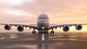 跑道上的飞机图片