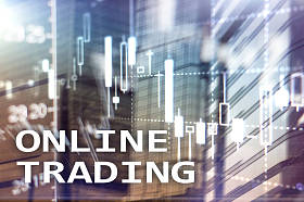 网上交易, 外汇, 投资概念模糊商业中心背景