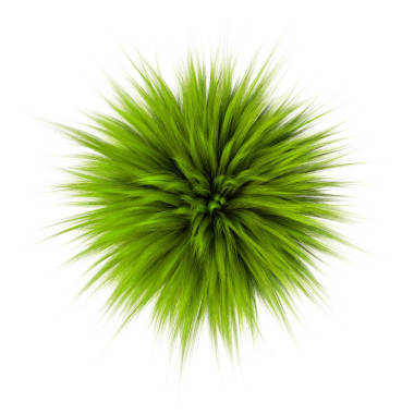 3d. 白色背景下綠色蓬松毛皮球的渲染