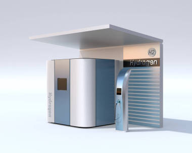 燃料電池氫站概念。3d 渲染圖像