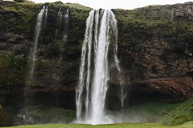 冰岛高地美丽 Seljalandsfoss 瀑布景观