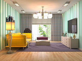 客厅的内部。3d 插图