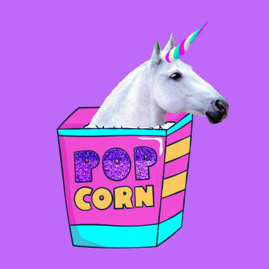獨(dú)角獸喜歡爆米花當(dāng)代藝術(shù)拼貼畫(huà)?；觳托№?xiàng)目