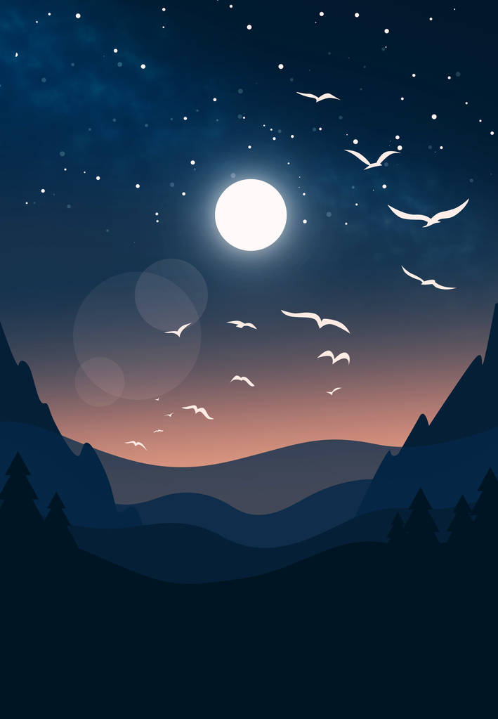 简约夜冬天风景