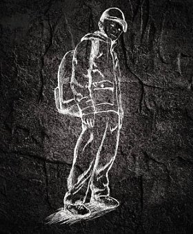 带背包素描的小学生照片