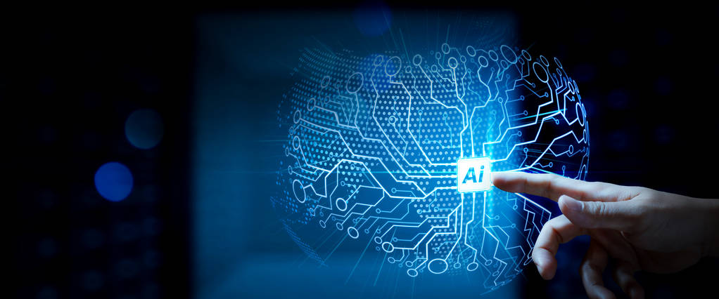 人工智能 (Ai), 机器学习与数据挖掘技术在虚拟 dachboard。商务团队会议。专业投资者手工作广泛 Vr 屏幕计算机